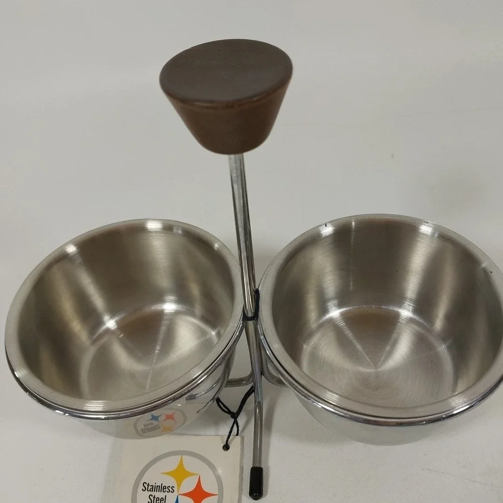 Vtg MCM 2- Condiments stainless steel caddy‎